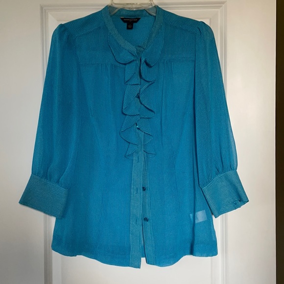 Sheer blouse with ruffle - Picture 1 of 5